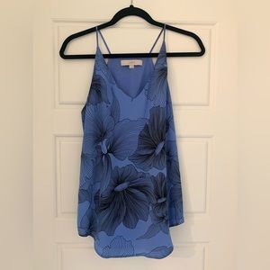 Loft Flowy Blue Floral Spaghetti Strap Tank Small
